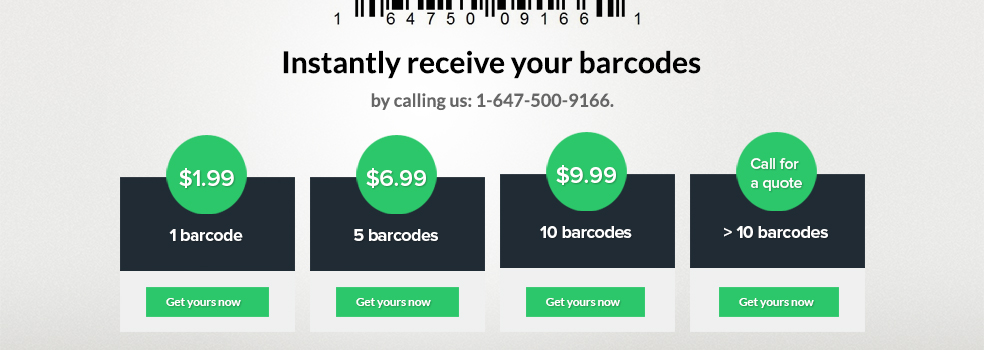 Instantly receive your barcodes